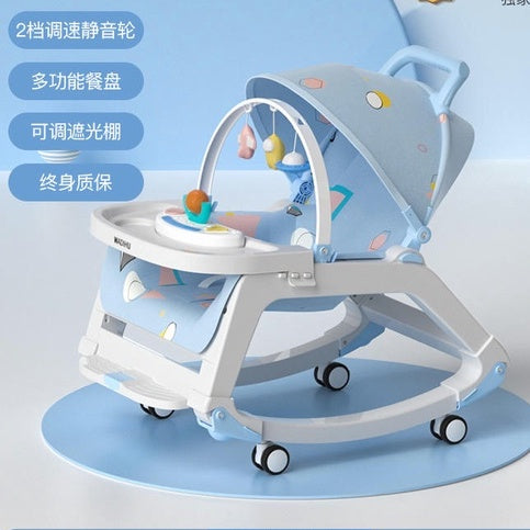 現貨/免運 五合一多功能嬰兒安撫椅 防嗆奶搖搖床 幼兒餐椅 搖籃躺椅 新生兒嬰兒床 寶寶手推車 哄娃神器 周歲禮物嬰幼兒