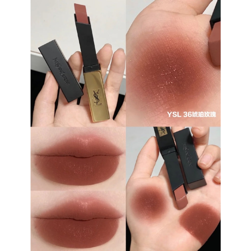 CHACHA | Ysl 奢華緞面絨霧唇膏 #小黑條 #302 #煙管小黑條 禁忌栗紅 #314#315 #317美妝用 - 台灣批發網