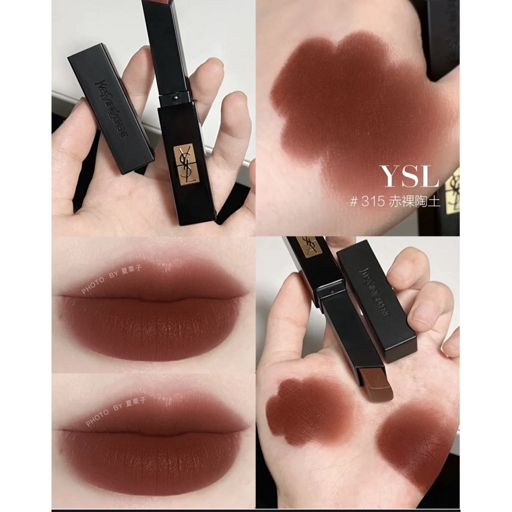 CHACHA | Ysl 奢華緞面絨霧唇膏 #小黑條 #302 #煙管小黑條 禁忌栗紅 #314#315 #317美妝用 - 台灣批發網