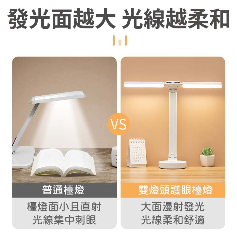 【台灣出貨+免運】LED護眼檯燈 護眼檯燈 LED 雙頭檯燈 三色調光 充電檯燈 桌燈 台燈 臺燈 檯燈立燈 桌燈 可調科技家電 - 台灣批發網