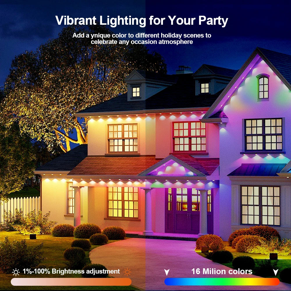 Multicolor Outdoor Eave Light Smart RGB String Lights Permanent LED Wall Light for Ramadan Easter Holiday Garland Decoration