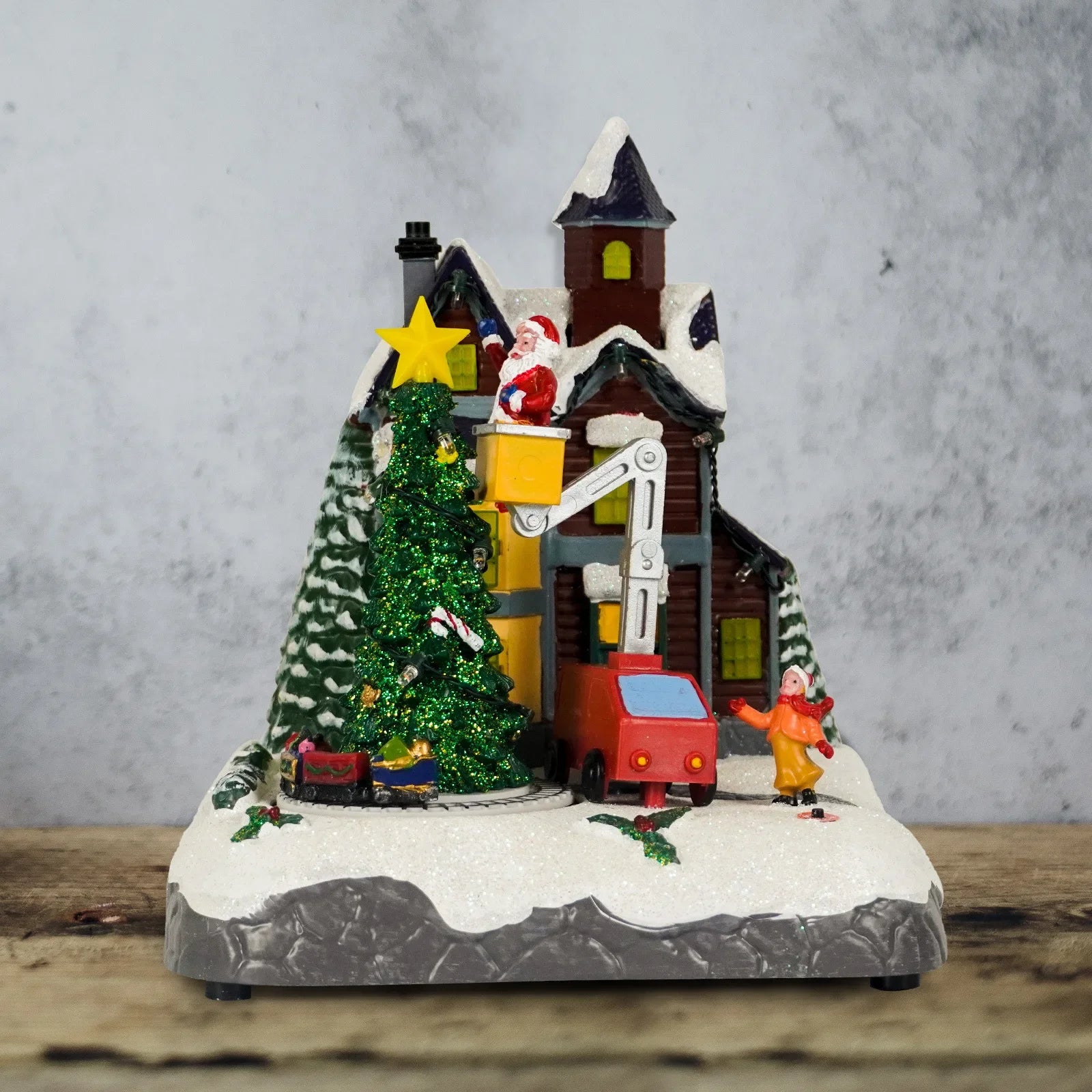 Christmas Decoration Santa Climbing Stairs Scene Music Box New Year Home Decoration Xmas Decor Gift for Kid