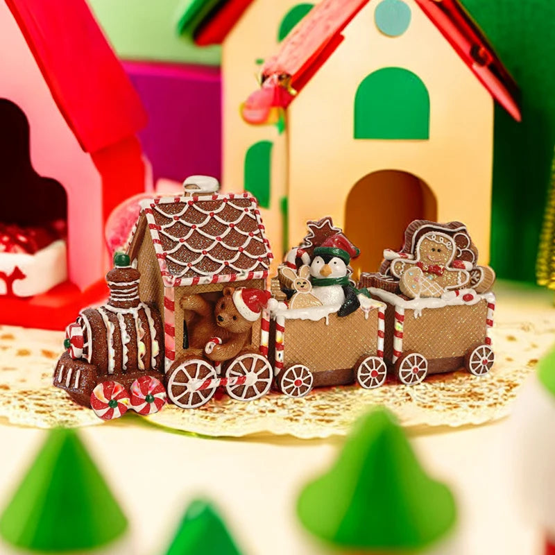 Christmas Train Ornament Gingerbread Man Xmas Christmas Atmosphere Desktop decoration holiday parties Christmas Children Gift