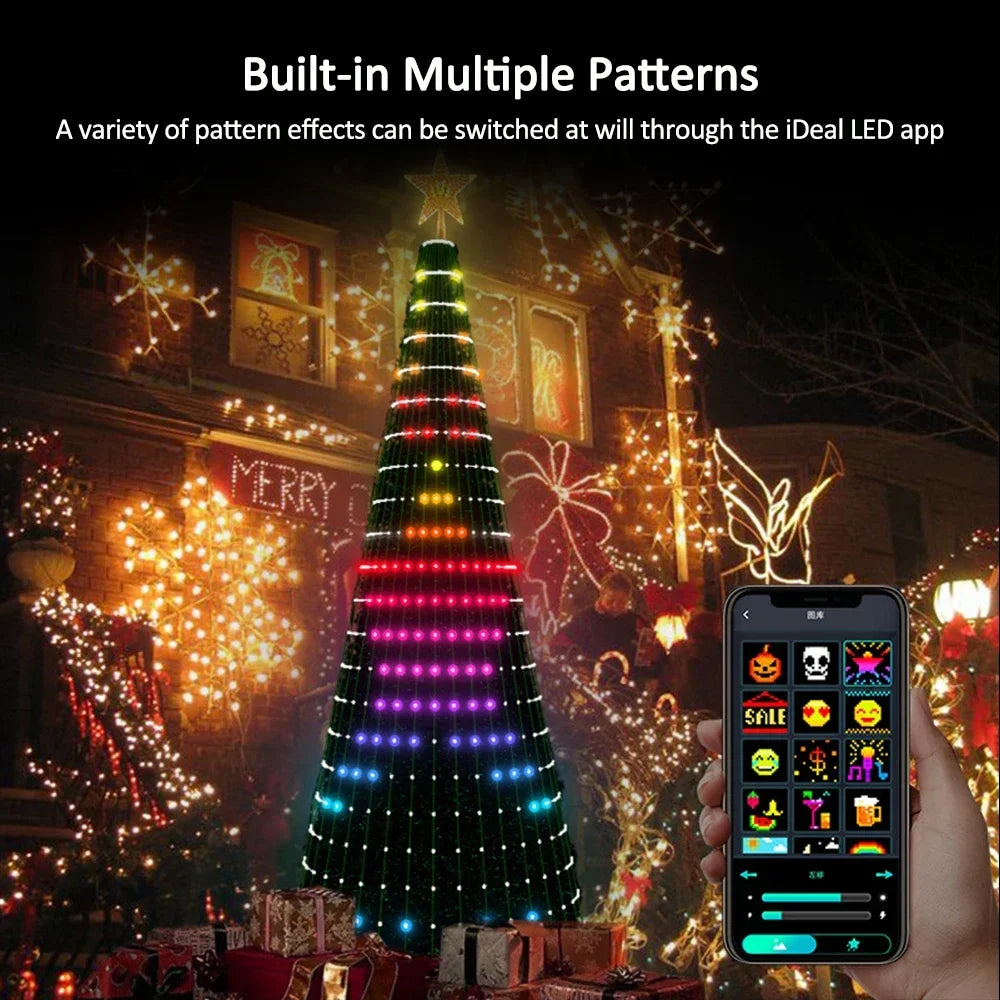 Christmas Tree Star Lights Smart RGB Christmas Light with Remote Timer Music Sync Bluetooth App Controlled Holiday Lighting