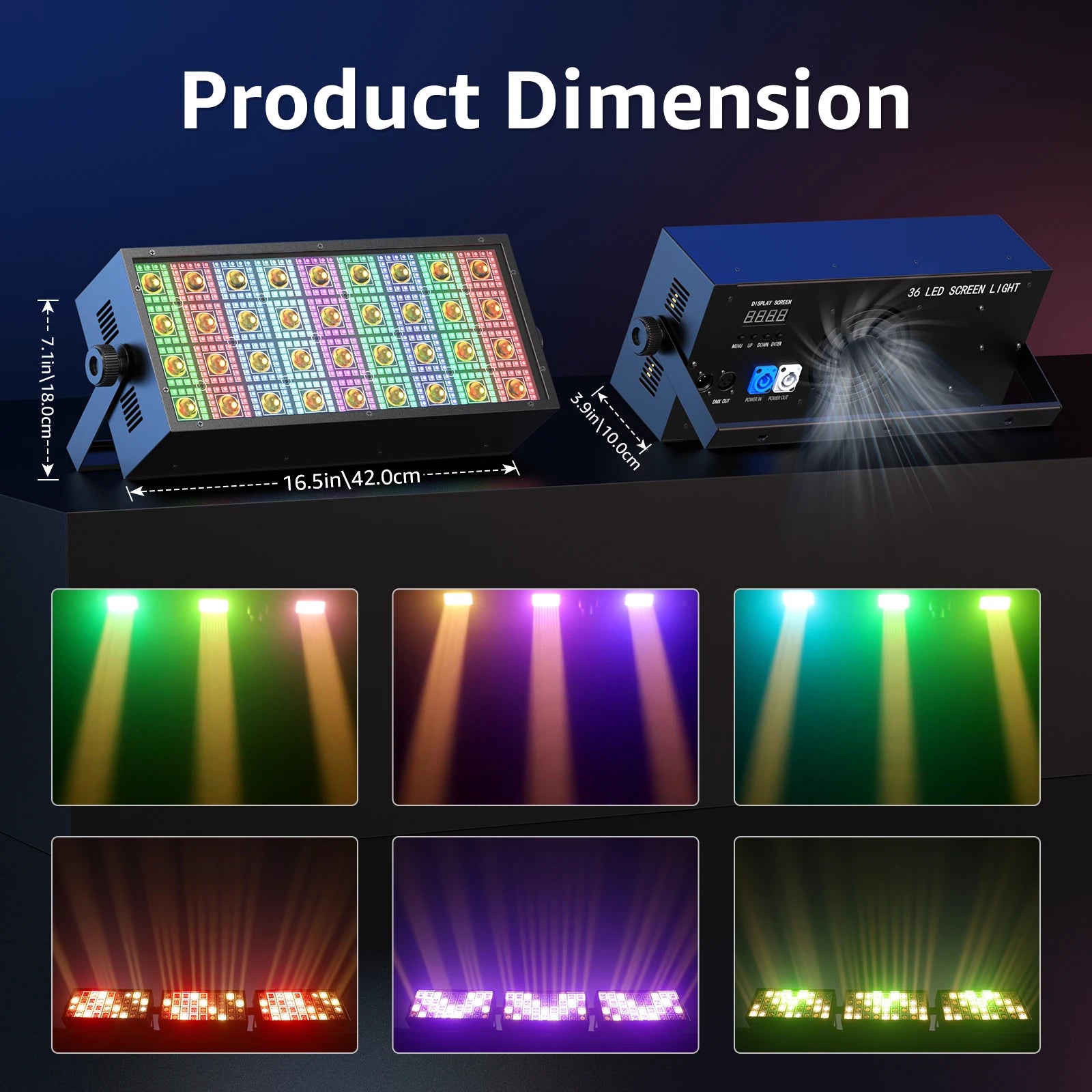 U'King 220W Screen Lights 36RGB Single Point Control Wash Lights Square Curtain Effect Stage Lights For DJ Disco Christmas Party