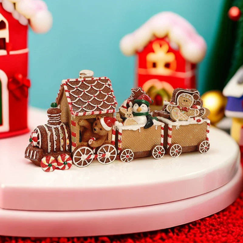 Christmas Train Ornament Gingerbread Man Xmas Christmas Atmosphere Desktop decoration holiday parties Christmas Children Gift