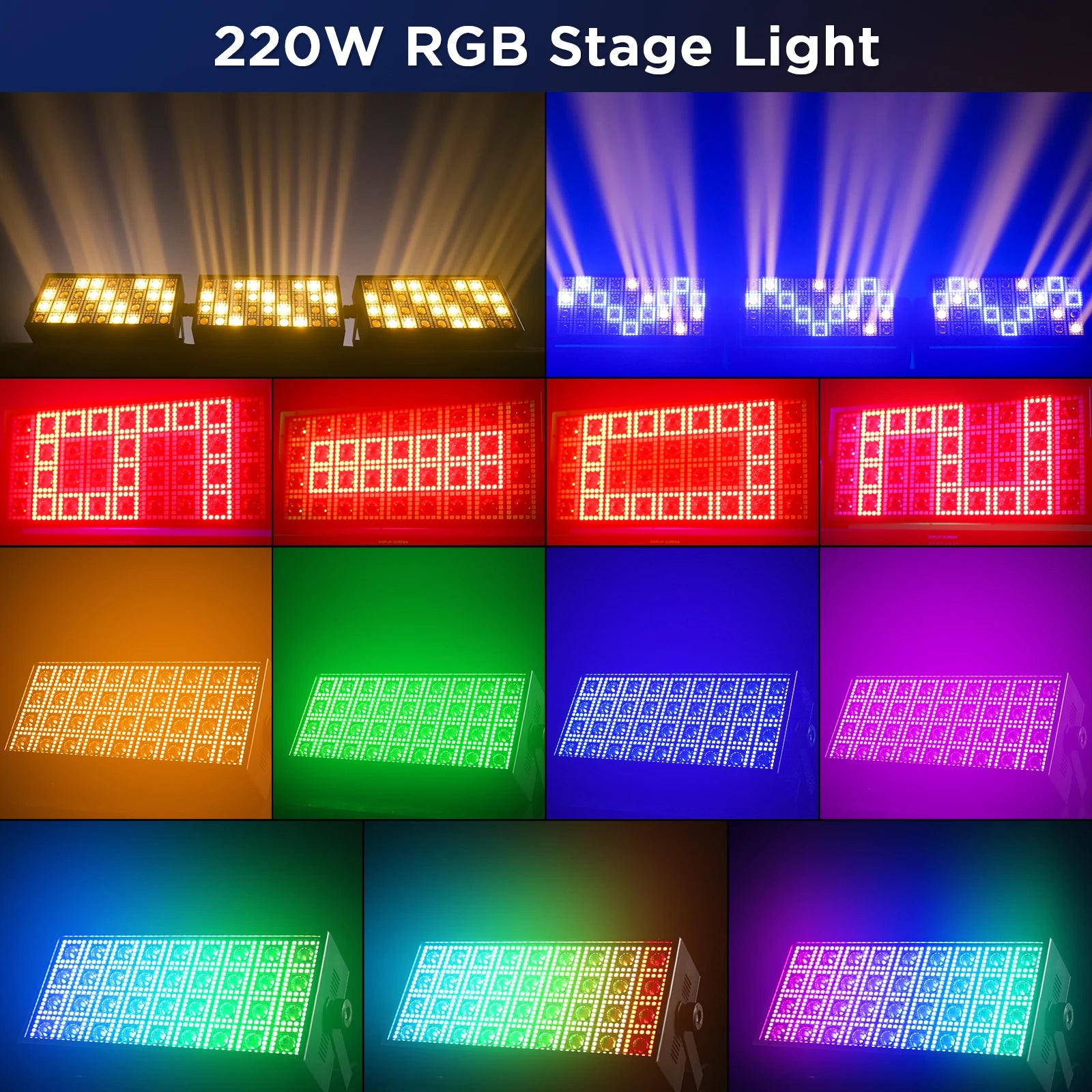 U'King 220W Screen Lights 36RGB Single Point Control Wash Lights Square Curtain Effect Stage Lights For DJ Disco Christmas Party