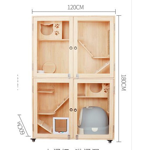 防水實木貓籠 豪華貓別墅 貓窩 貓櫃 大貓籠子 實木貓櫃子 貓屋 貓舍公寓家用二層雙層超大貓房訂製寵物用品 - 台灣批發網
