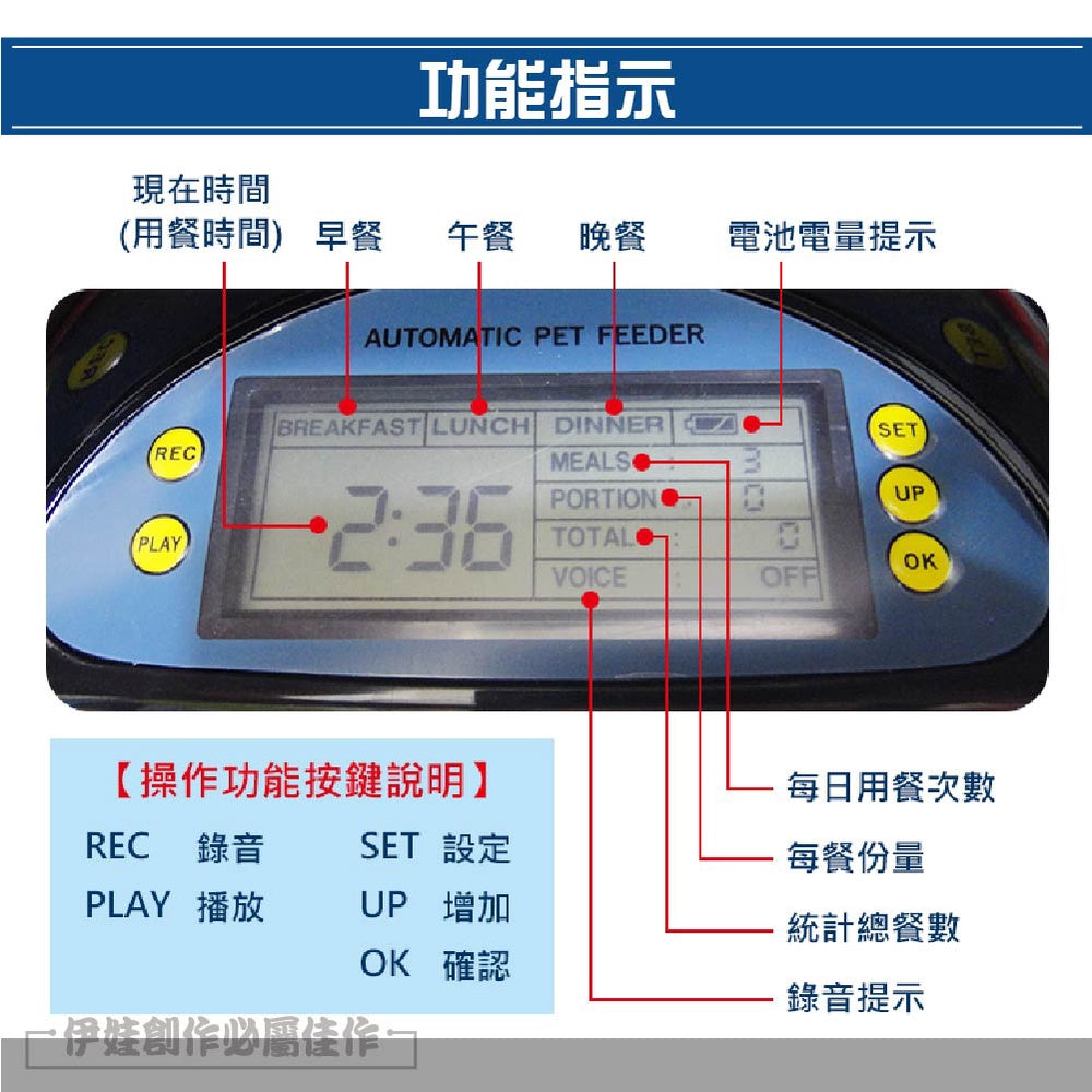 【自動餵食器 主人錄音定時 寵物餵食器 飼料餵食機 飲水器 飲水機 貓咪 狗狗 自動餵食機 犬寵物用品 - 台灣批發網