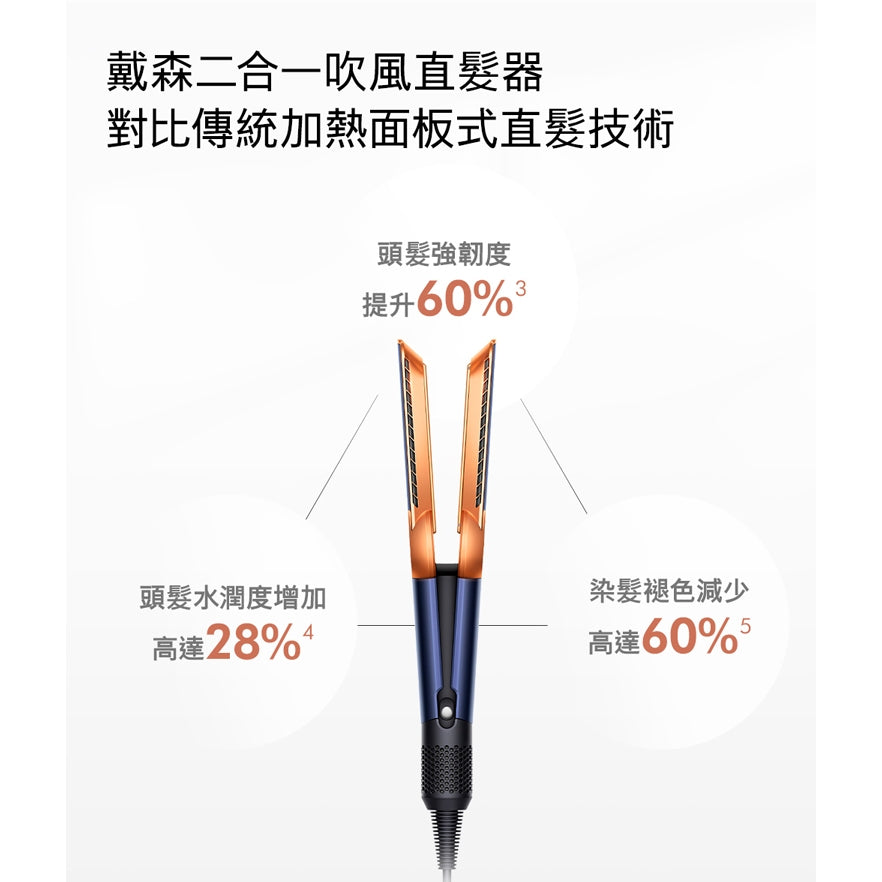 Dyson airstrait™ 二合一吹風直髮器 HT01 普魯士藍 原廠公司貨2年保固【會員領券再折】